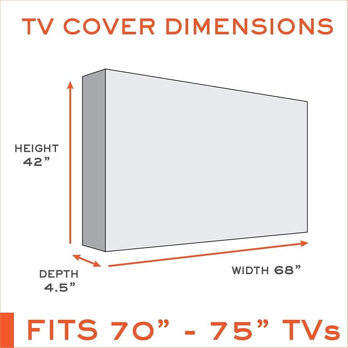 Outdoor TV Cover 70-75 inch - with Zipper, Weatherproof, Waterproof 360 Degrees Protection, Soft Non Scratch Interior - Beige