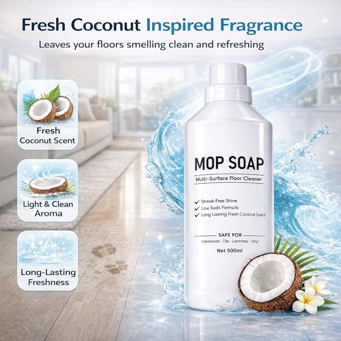 Mop Soap for Floor Cleaning, 2 Pack 16.9 Fl Oz Concentrated Mop Soap Brazilian Waves, Multi-Surface Floor Cleaner for Bathroom, Kitchen & Tile Floors