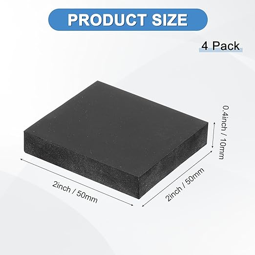 4-Pack Rubber Anti Vibration Pads 2" Non-Slip Square Vibration Isolation Pads Anti Noise Shock Absorbing Mats for Washing Machine/Dryer/HVAC/Air Conditioner [ 0.4" Thickness]
