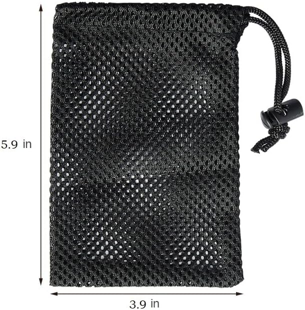 Mesh Bag, Small Nylon Mesh Drawstring Bag with Cord Lock, Black, 6 Pcs,3.9x5.9 Inch for Travel Stuff Bags, Cleansing Supplies