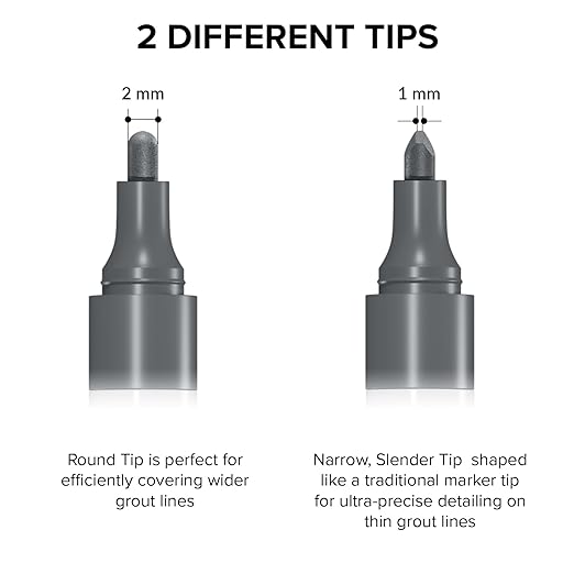 X-Protector Water Based Grout Marker - 2 PCS with 8 Tips, Dark Gray