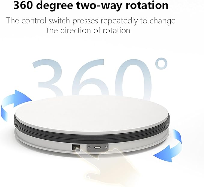YVV Motorized Rotating Display Stand White 9.8 Inch, 360° Electric Turntable Platform for Photography, 3D Scanning & Product Showcases, Jewelry, Collectibles，22 lbs Load, USB Wired Power