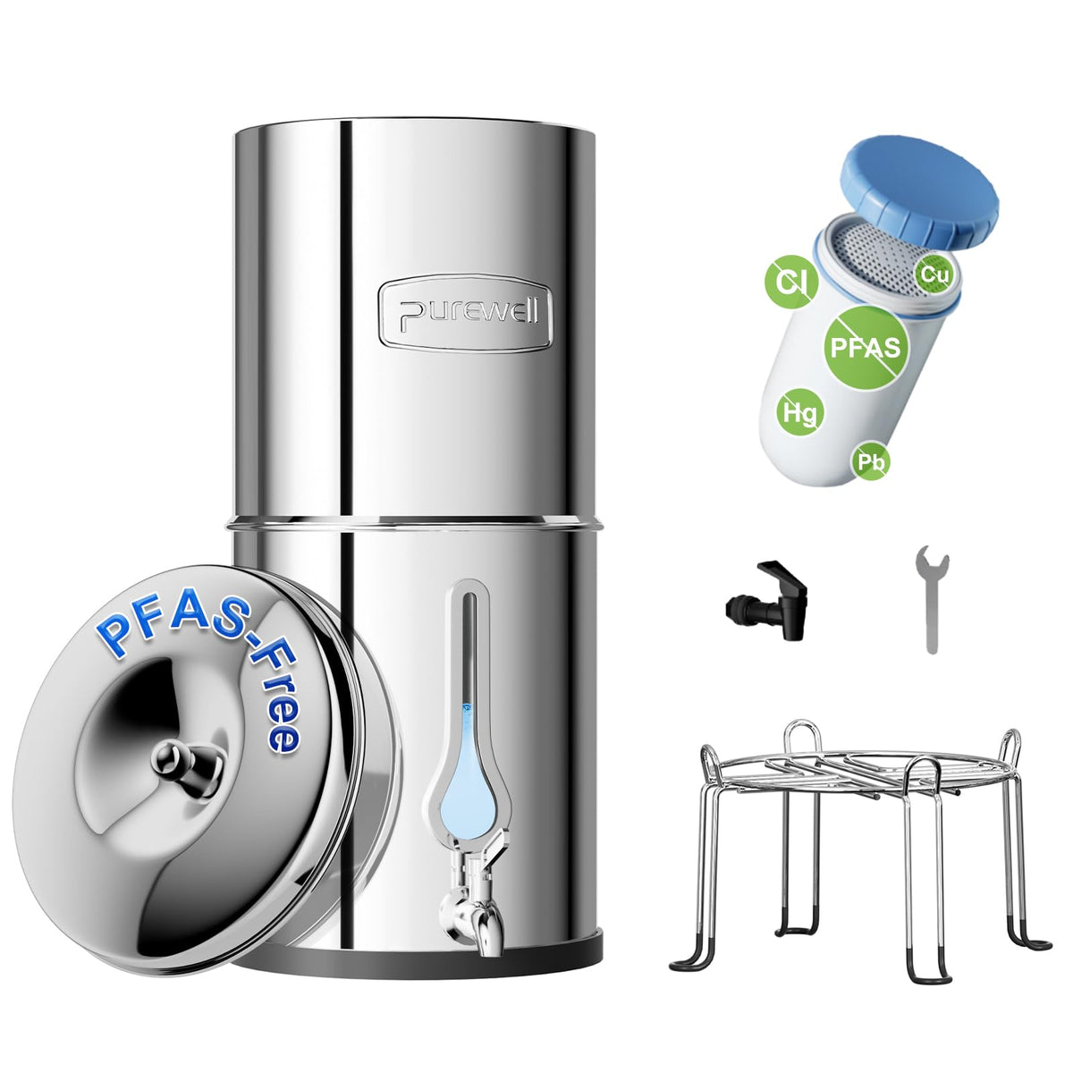 Purewell PFAS-Free 6-Stage Gravity Water Filter System with PC - Image 1