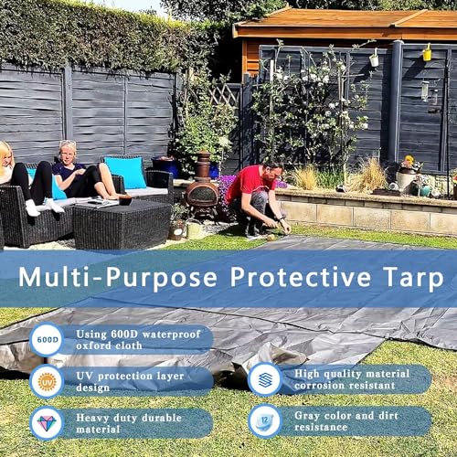 5x7ft Black Tarp Heavy Duty Waterproof, Oxford Fabric Cover 20mil - Image 7