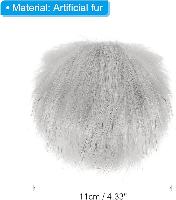 PATIKIL Faux Fur Pom Poms for Hats, 6 Pcs Fluffy Soft Fur Poms Balls with Snap Button for Keychain Knitting Hats DIY Scarves Gloves Bag Christmas, Grey