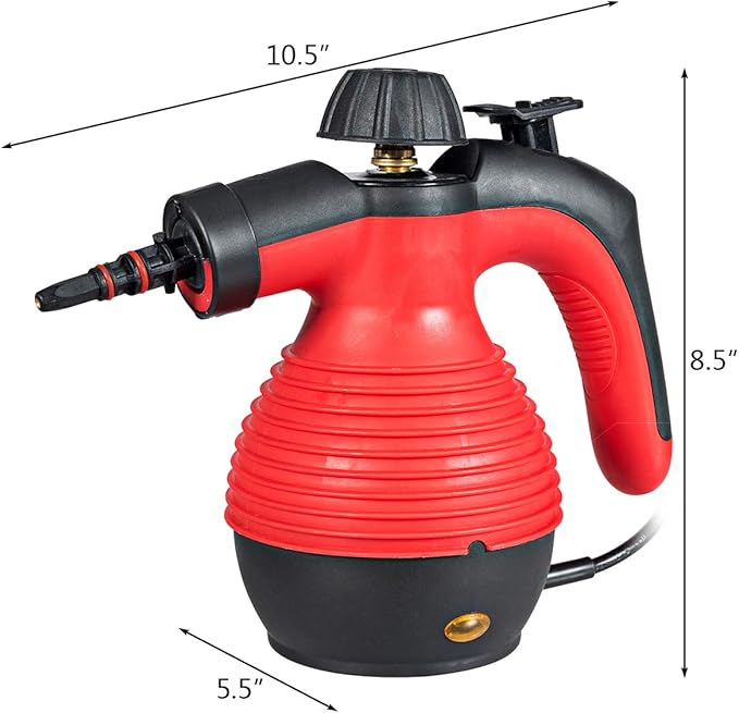 GOFLAME Steam Cleaner 1050W Handheld Multi-Purpose Powerful Steam, Sanitizer, Steamer, Steam Iron, Remove Stains/Grease from Bathroom, Kitchen (Red)
