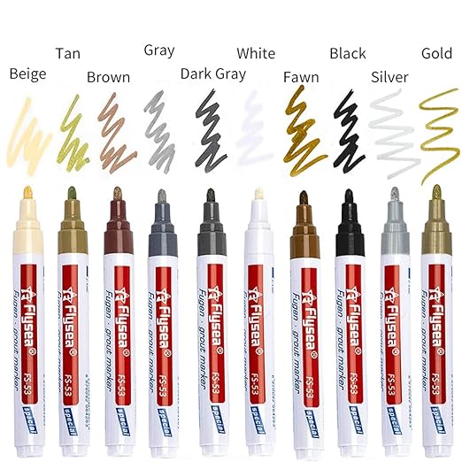 5 Pieces Grout Tile Pen Repair Pen,Renew Tile Lines, Restoring Tile Wall Floor Bathrooms and Kitchen(Gold)