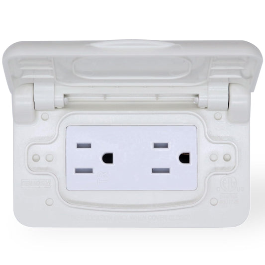 Weatherproof RV Power Outlet with Spring-Loaded Cover - Image 1