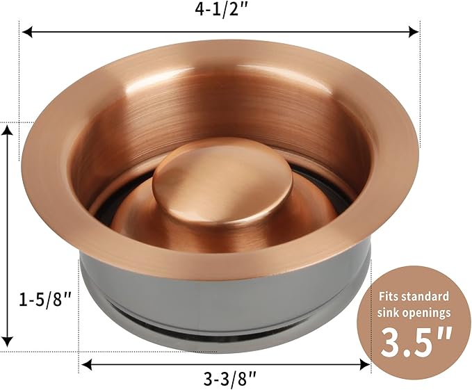 Akicon Kitchen Sink Copper Finish Garbage Disposal Flange Stopper, One Size Disposal Rim, Fit 3-1/2 Inch Standard Sink Drain Hole