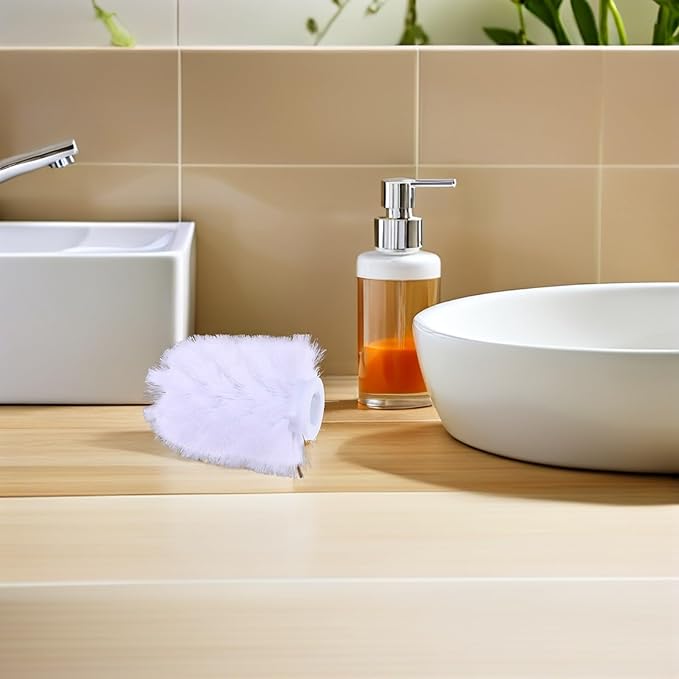 10pcs Replaceable Toilet Brush Heads Heavy Duty Round Head Scrubber Replacement for Bathroom and Toilet Cleaning White Stainless Steel 75x100mm for Home and Hotel Use