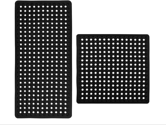 Gorilla Grip Bath Tub Mat and Shower Mat, Both Black, Bath Mat 35x15 Size, and Shower Mat 21x21 Size, 2 Item Bundle