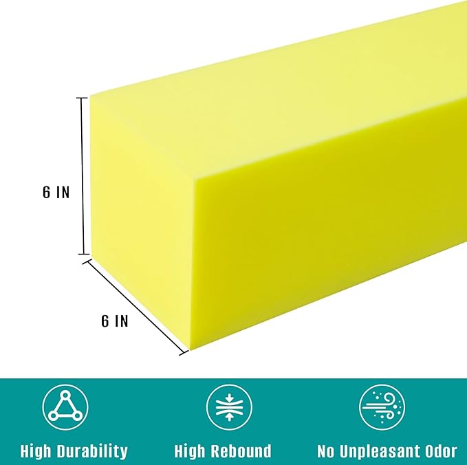 Bed Gap Filler, High Density Foam Mattress Extender for Headboard/Wall Gaps,2-Meter Extra Long Cut-to-Fit Yellow Foam Sponge Strip (78''x6''x6'')