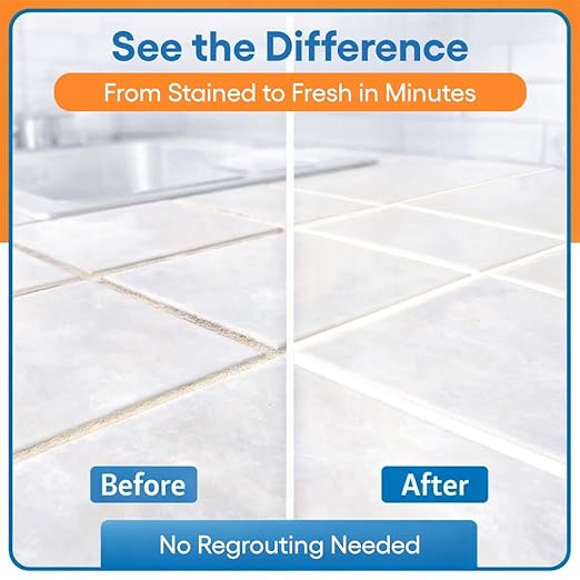 White Grout Paint Pen Tile Grout Colorant & Sealer Marker, Quick-Dry, 3 Adjustable Tips (2-3 mm), Ideal for Bathroom, Shower, Kitchen Tiles Restores Grout Lines