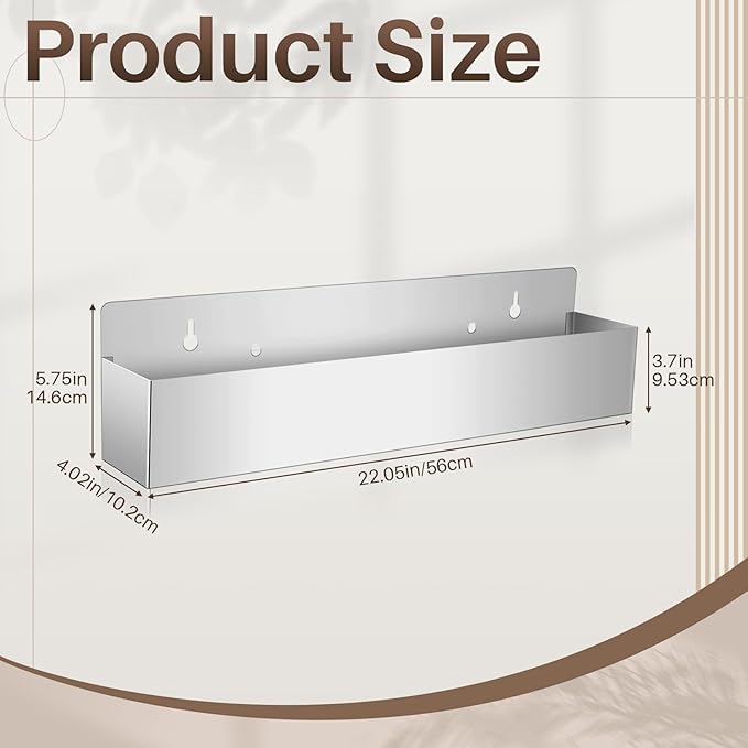 Tanlade 2 Pieces 22 Inch Single Speed Rail Stainless Steel Liquor Bottle Holder Wall Mounted Spray Bottle Rack Drink Rail Shelf for Bars, Silver