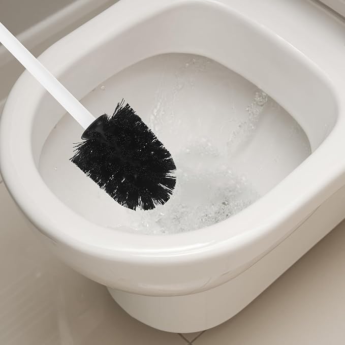 10pcs Replaceable Stainless Steel Toilet Brush Heads, Commercial Toilet Scrubber Refill with Stiff Bristles for Deep Bathroom Cleaning, Black 75x100mm Replacement Bowl Brush Heads