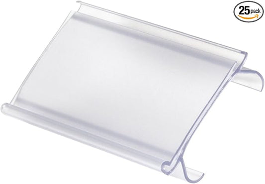 Akro-Mils 29308 Clear Protective Plastic Flat Label Holders for Wire Shelving Retail Display and Warehouses, (25-Pack)