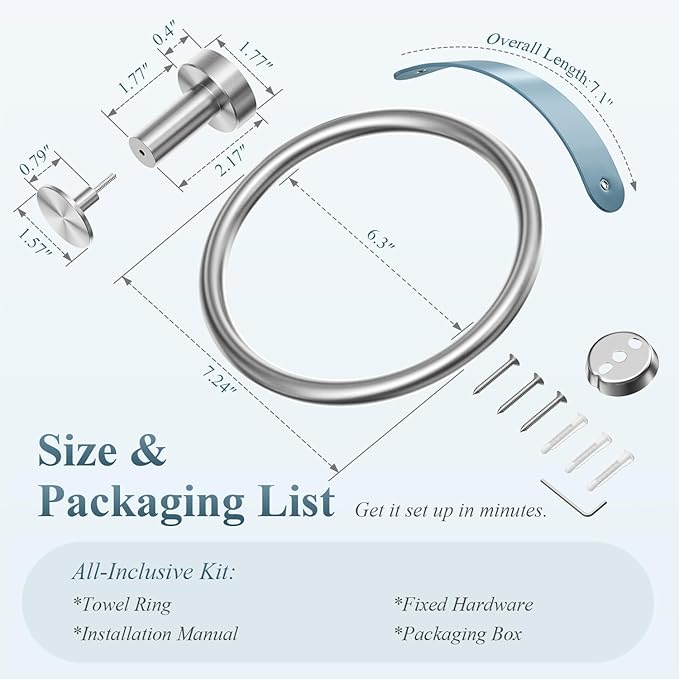 Luxury Handbag-Inspired Towel Ring -Genuine Leather & Silver Accent Hand Towel Holder, Stainless Steel 304, Waterproof & Rustproof - Elegant Hand Towel Holder for Bathroom, Kitchen, Bedroom Organizer