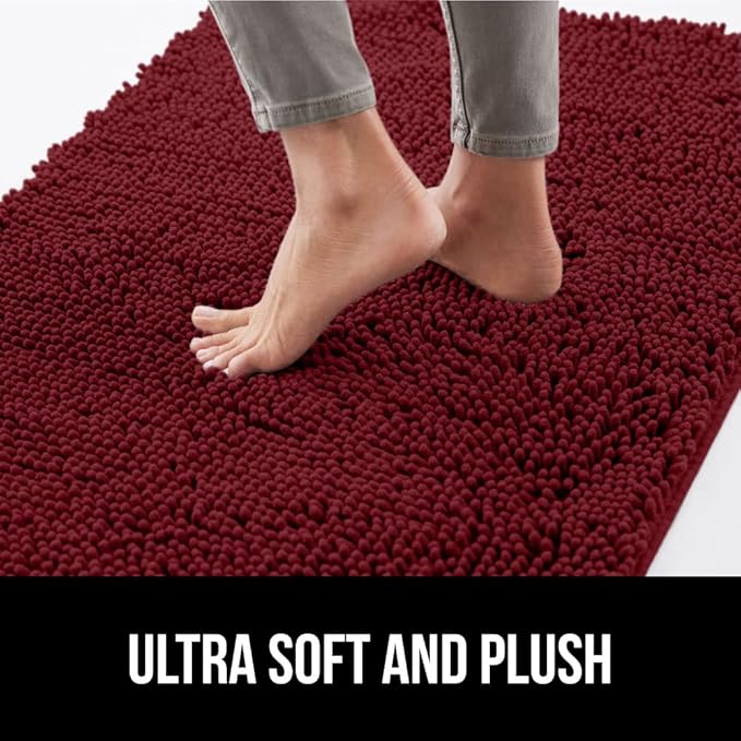 GORILLA GRIP SoakSTOPPER Dog Door Mat, 48x30 Machine Washable Rug Absorbent Doormat Captures Moisture Mud Dirt, Quick Dry Soft Chenille Entryway Rugs Indoor Entrance Mats for Dog Paws, Burgundy