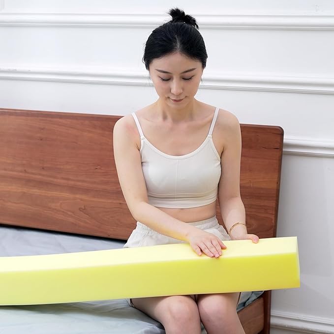Bed Gap Filler, High Density Foam Mattress Extender for Headboard/Wall Gaps,2-Meter Extra Long Cut-to-Fit Yellow Foam Sponge Strip (78''x6''x4'')