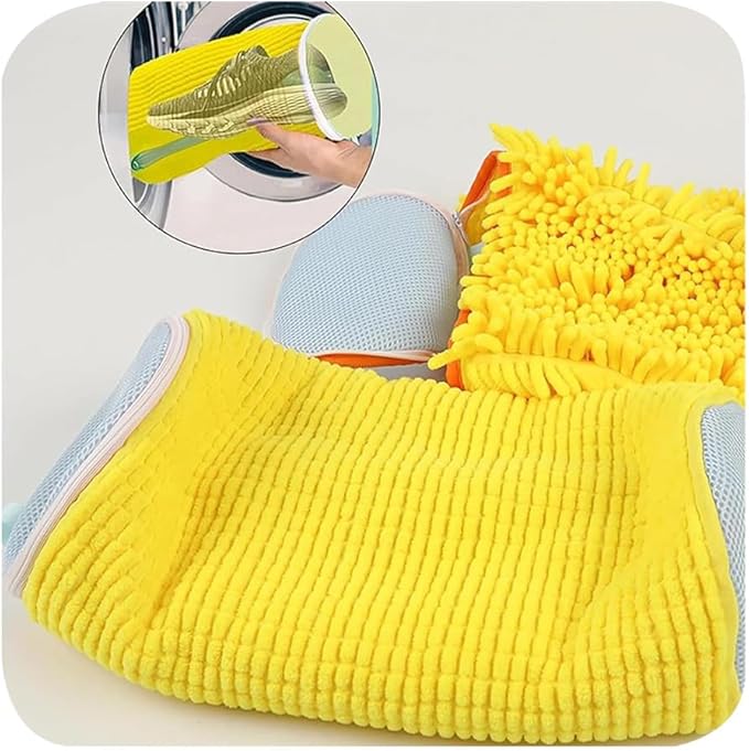 Shoe Washing Machine Bag – Large 360° Clean Laundry Shoe Bag | Laundry Bags Reusable for All Shoe Sizes (Yellow, 1 Pack)