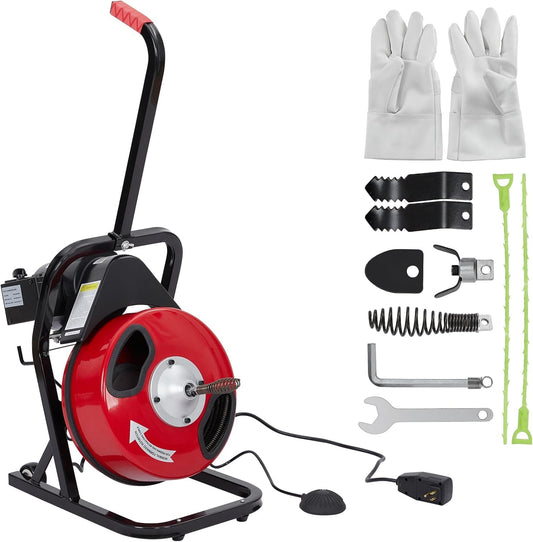 50FT 450W Electric Drain Snake Auger with Auto-Feed for 1"-4" - Image 1