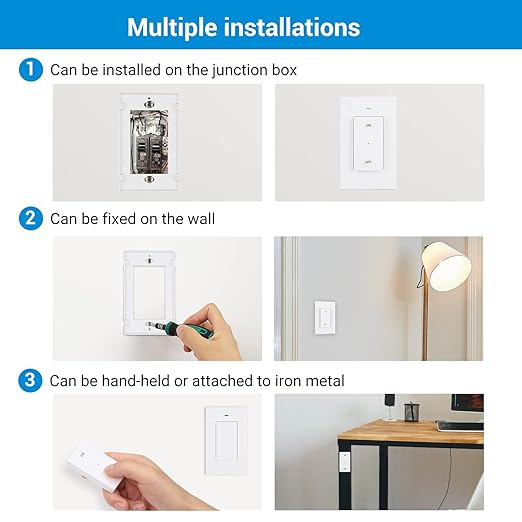 DEWENWILS Remote Control Outlet, Wireless Wall Light Switch with 2 Side Outlets, No Wiring Remote Outlet Switch for Lamps, Fans, Household Appliance, 100FT Range, ETL Listed(2 Switches and 1 Outlet)