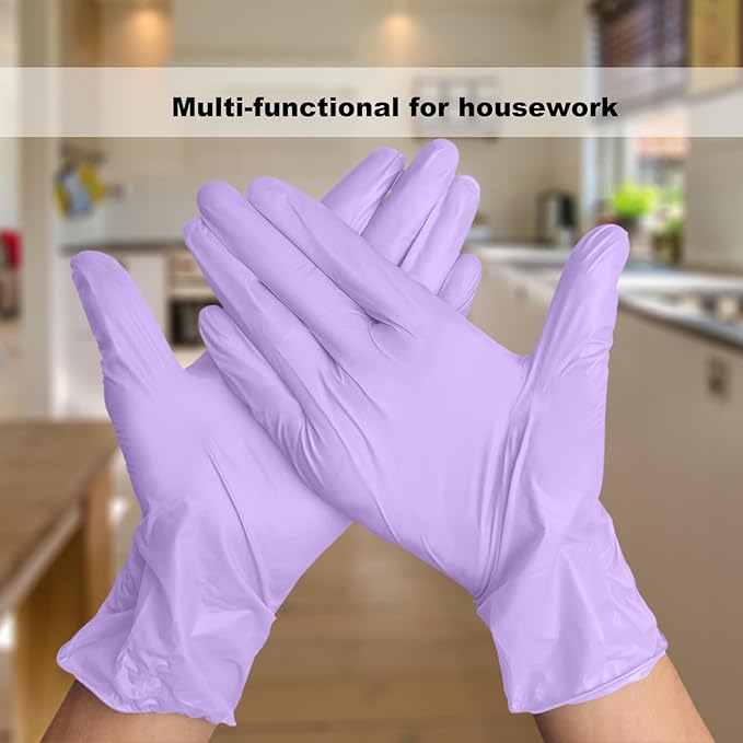 Disposable Gloves Medium, Nitrile and Vinyl Blend Material Gloves, Latex Free, 4 Mil 1000 Pc Food Grade Glove for Cleaning, Food Prep, Hair Dye, Tattoo, Purple