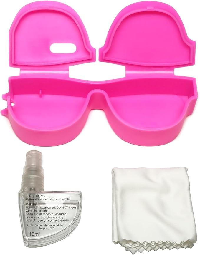 Calabria Kool Klean 2 Pack Eyeglasses Lens Cleaner Kit Pink/Green 15ml Cleaning Spray, White Cleaning Cloth Eyewear Cleaning