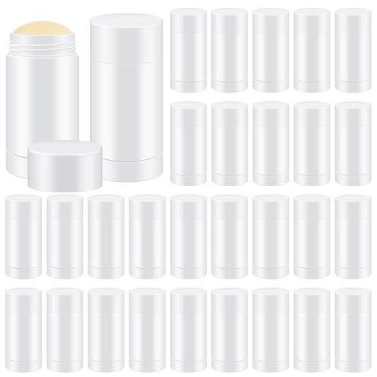30 Pcs Empty Deodorant Containers Twist up Filling Stick Plastic Deodorant Container Refillable Bottles Bottomfill Round Lip Balm Tubes for Homemade DIY Lipstick Crayon(30 ml,White)