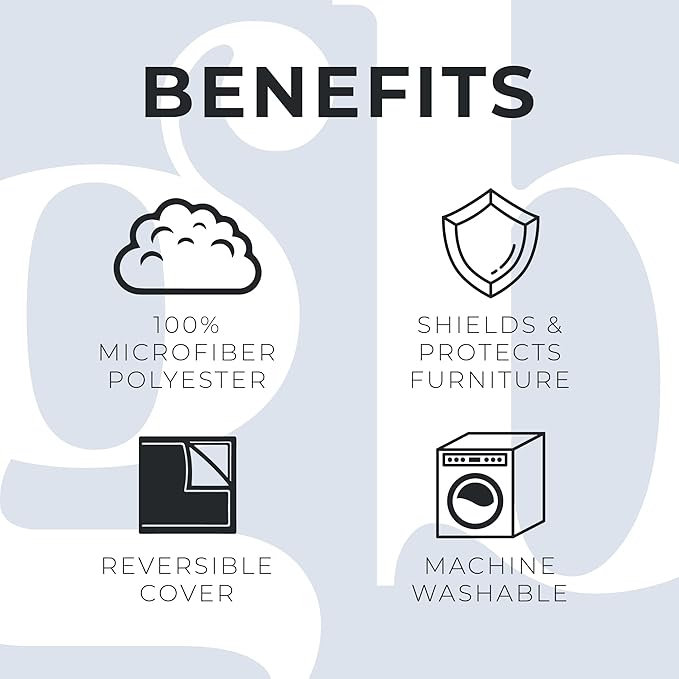 Great Bay Home Reversible Sofa Cover - Washable Slipcover Furniture Protector with Elastic Straps - Couch Cover for Dogs, Kids, and Pets - Quilted & Stitched Detail (Sofa, Smoke Blue/Ivory)
