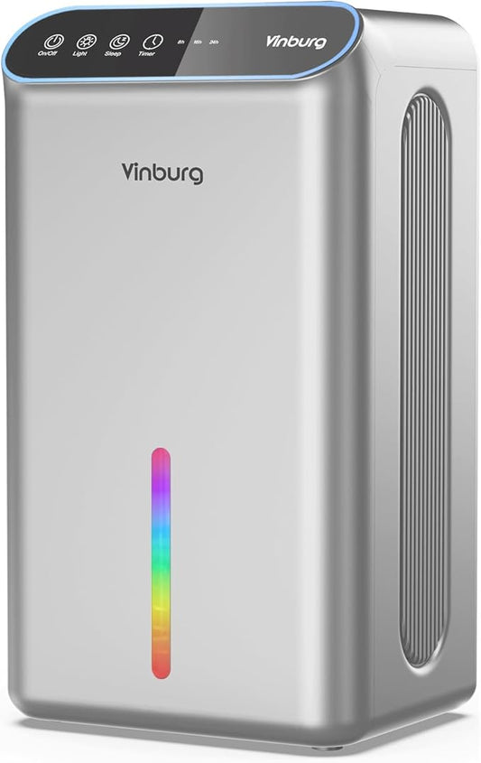 Dehumidifier for Basement (85 OZ, 800 sq ft) Quiet Dehumidifiers for Home, Auto Shut-Off, Sleep Mode, 3 Gear Timer(8H,16H,24H), Small Dehumidifier for Bedroom, Bathroom with Drain Hose(Silver Gray)