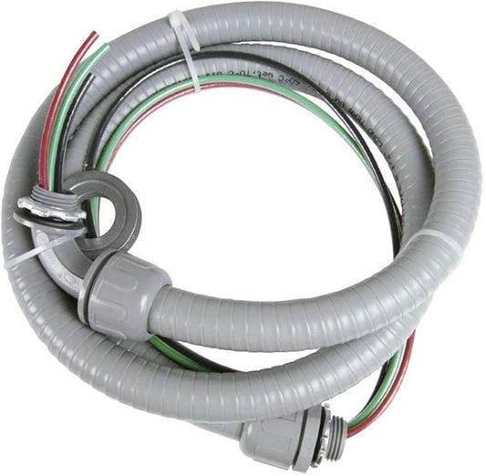 Electrical AC Whip Assembly -1/2" x 6ft Non-Metallic Liquid Tight Electrical Conduit and 10 Gauge Wire A/C Hook-up Whip Kit