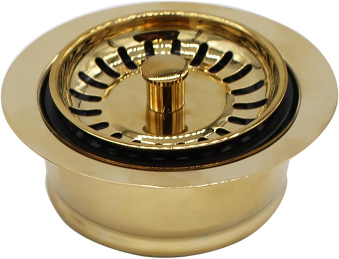 Westbrass D2089SEV-01 3-1/2" Kitchen Sink Waste Disposal Drain Flange and Basket Strainer, Polished Brass