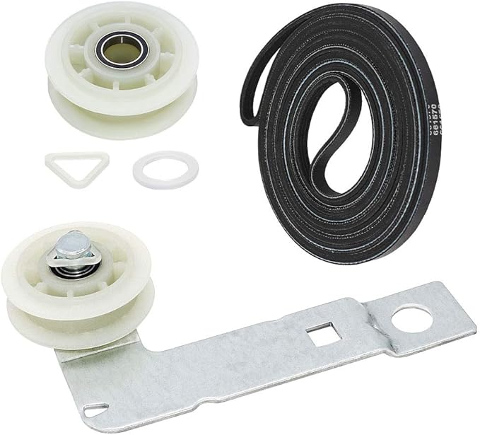 (2024 Upgraded Ball Bearings) 661570 & 279640 & W10837240 Dryer Idler Pulley Assembly with Bracket and Dryer Drum Belt Compatible with Whirl-Pool Replaces 3387372 PS11726337 W10547287 by Romalon