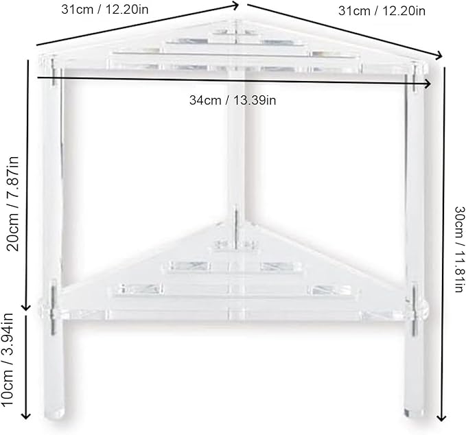 Acrylic Corner Shower Caddy, 2 Tier Floor Standing Organizer for Bathroom Bedroom Kitchen, Multifunctional Use