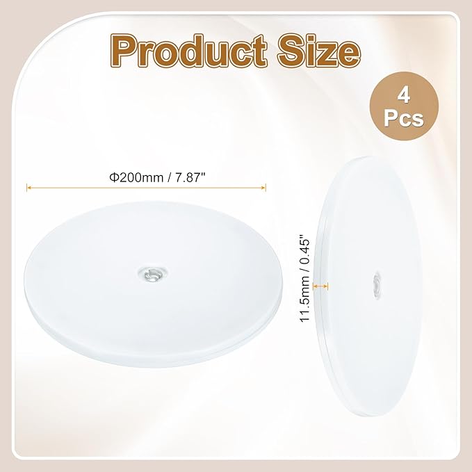 uxcell 4Pack Acrylic Lazy Susan Turntable, 8" Spinner Lazy Susan Turntable Organizer, Acrylic Ball Bearing Rotating Tray for Pantry Spice Rack Decorating, White