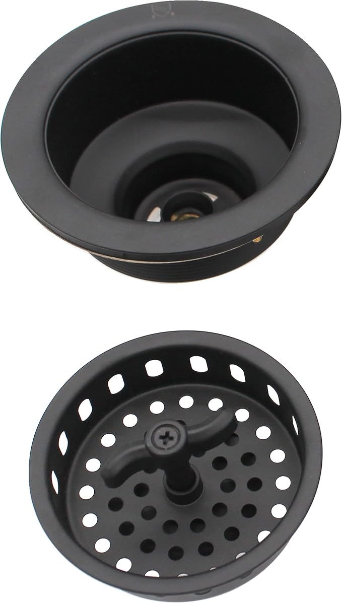 Westbrass R213-62 Wing Nut Style Large Kitchen Basket Strainer, Matte Black
