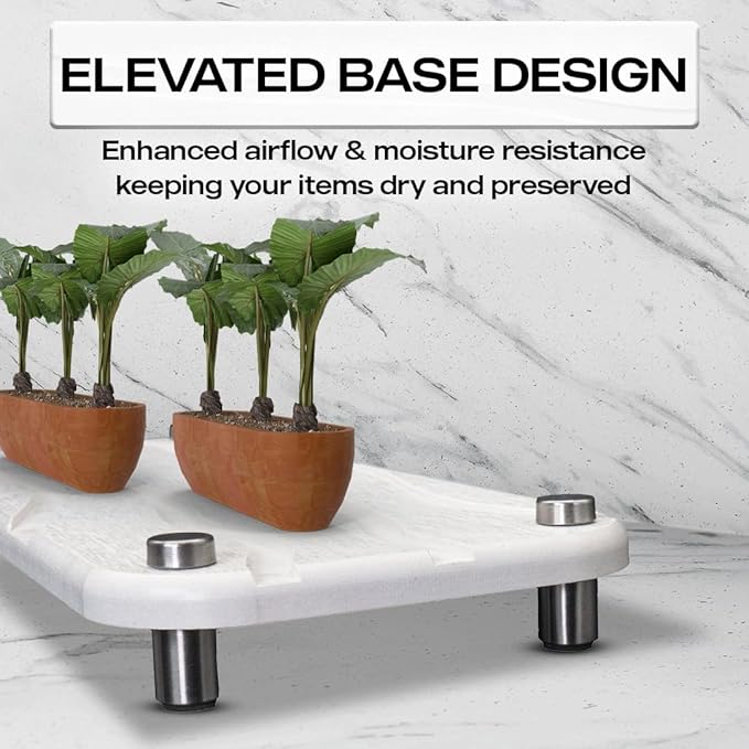 2-Piece Water Absorbing Stone Tray Set – Fast-Dry Diatomite Soap Trays for Bathroom & Kitchen Sink, Silver Finish