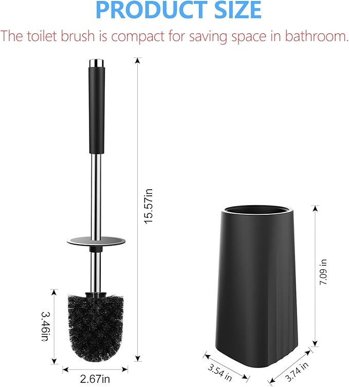 SetSail Floor Scrub Brush, 3-in-1 Tile Tub Floor Scrubber & Toilet Brush, Compact Size Toilet Bowl Brush and Holder Toilet Brushes for Bathroom