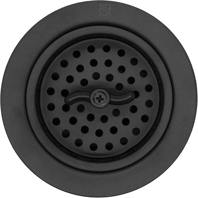 Westbrass D2155-62 Wing Nut Style Large Kitchen Basket Strainer with Waste Disposal Flange and Stopper, Matte Black