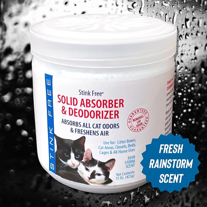 Cat Litter Solid Deodorizer, Absorber & Room Purifier - Air Freshener, Bathroom Odor Eliminator, Basement, Control Bedroom Odor, House, Office etc. 15 oz. Rainstorm Fragrance (2 pack)