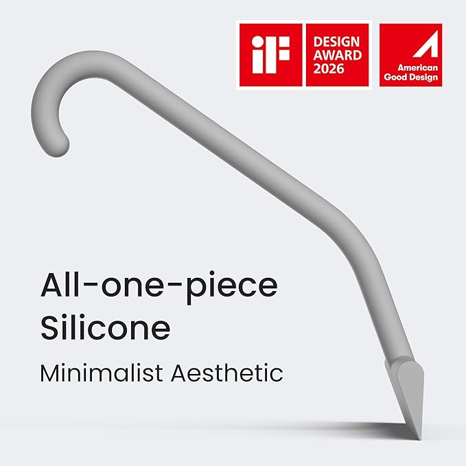 dancemoon JustHang Shower Squeegee for Glass Doors, All-in-One Piece Silicone Squeegee with Built-in Hook for Bathroom, Window, Mirror, Tile Wall, Car, Streak-Free Bathroom Cleaner Tool,10 Inch Gray