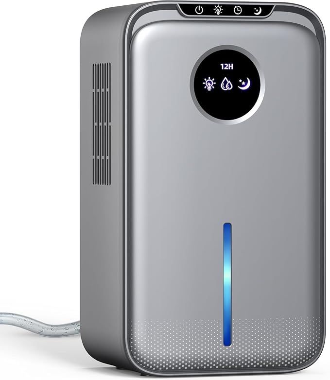 Dehumidifier(88OZ) Water Tank for Home With Drain Hose Timer（8-12-24H) Quiet Portable Small Dehumidifier with Auto Shut Off for Bedroom Bathroom Basement Kitchen RV Closet（1000Sq.ft)