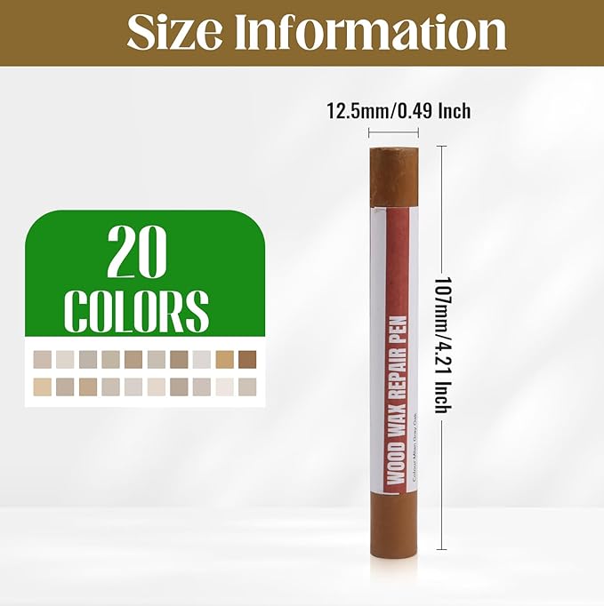 Wood Filler Sticks, 20 Colors Wood Repair Wax Crayons with Scraper, Wood Touch Up Markers for Repairing Scratches, Cracks, Holes in Cabinets, Floors, Tables and Doors[Gray Series]