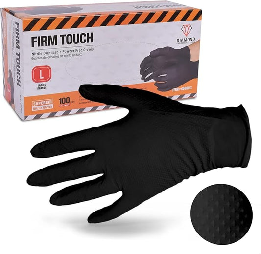 Glove Station Disposable Nitrile Gloves - 100-Count - Cleaning, and Cooking - Textured for Better Grip 6MM-Black