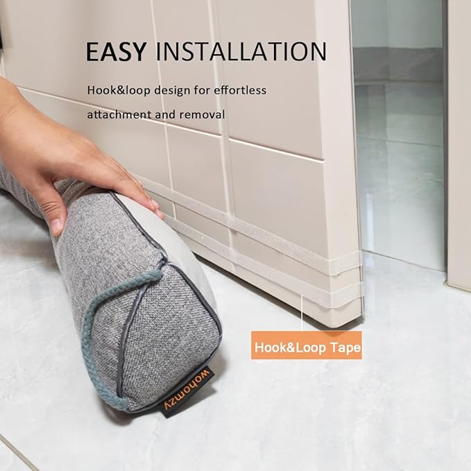 32 Inch Under Door Draft Stopper, Blocks Hot Cold Air Wind from Door and Window Bottom,Weather Seal, Reduce Noise Light,Triangular, Gray