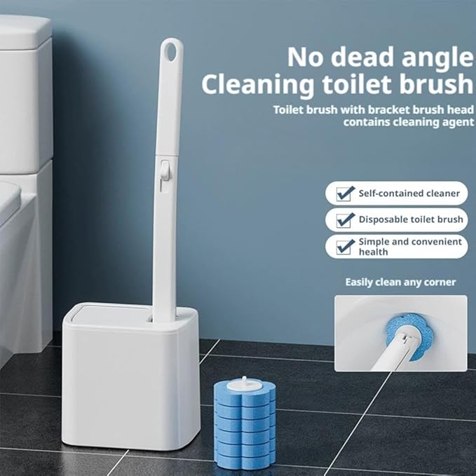 2026 New Disposable Toilet Brush, Toilet Cleaner Brush with 18 Replacement Heads & Holder, Automatic Lid Opening, No Need to Touch, for Cleaning & Hygienic Bathroom Toilets Shower Tiles Maintenance