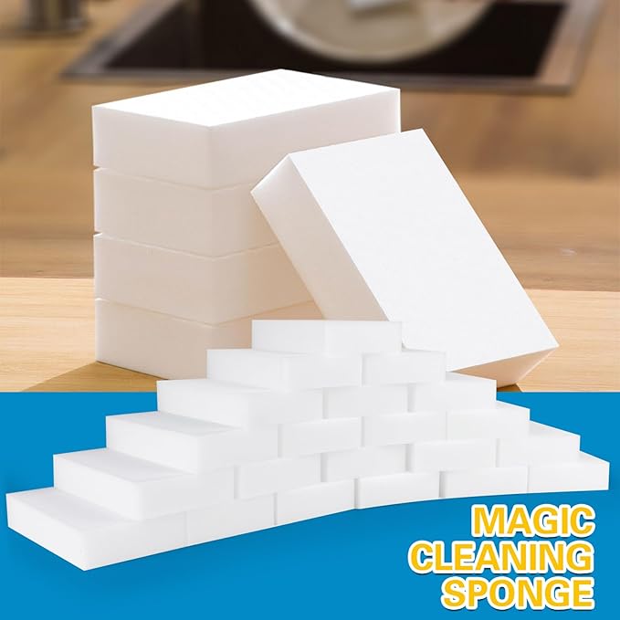 100 Pack Magic Sponge Eraser, Melamine Sponges Foam Pads in Bulk, Multi-Functional Household Cleaning Sponges for Kitchen, Furniture, Bathtub, Bathroom, Wall Cleaner, Shoes Cleaning