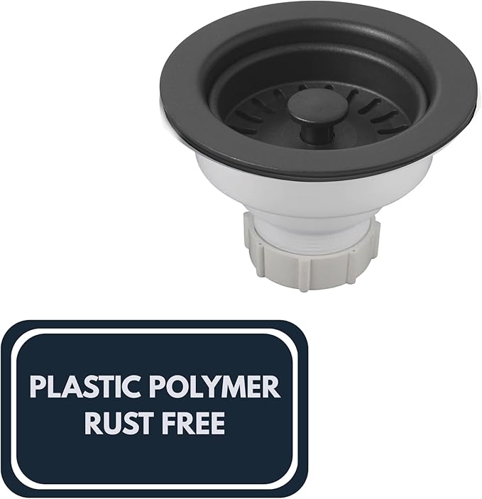 Nantucket Sinks 3-1/2 Basket Strainer Kitchen Drain Assembly Kit for Granite Composite Sinks, Matte Black, Made in Italy 3.5KD-GCMB
