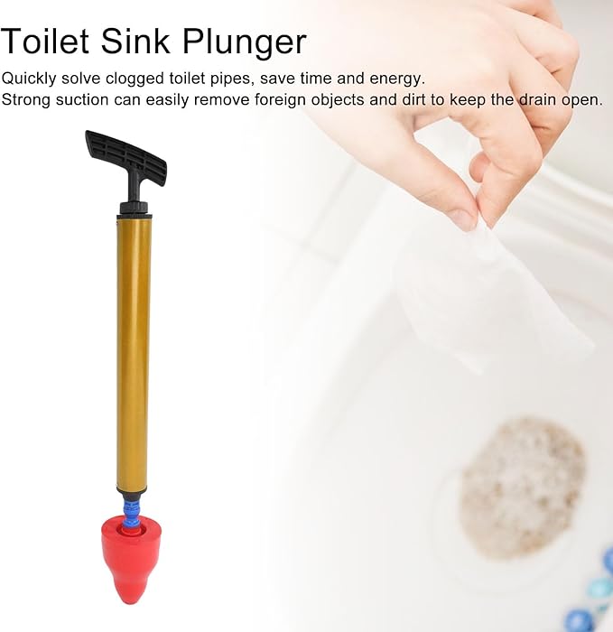 flexman Toilet Plunger, Multifunctional Heavy Duty Drain Clog Remover, High Pressure Air Drain Blaster Plunger for Clogged Pipe Floor Drain Bathroom (Red)
